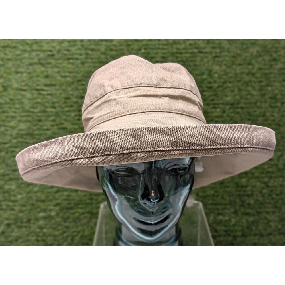 Scala Women's Cotton Big Brim Sun Hat Khaki 1 size adjustable
